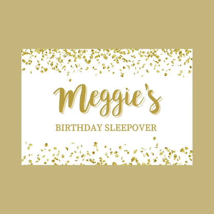 Rectangle Stickers | Gold & White Glitter Effect Party Stickers | Birthday, Baby Shower, Christening, Wedding, Engagement, Hen Party Stickers | Party Bag Stickers