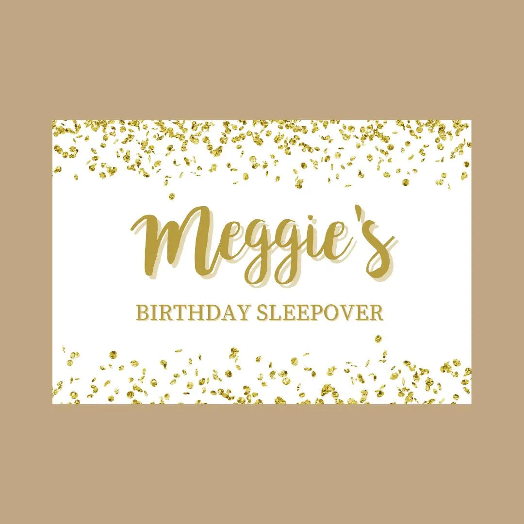 Rectangle Stickers | Gold & White Glitter Effect Party Stickers | Birthday, Baby Shower, Christening, Wedding, Engagement, Hen Party Stickers | Party Bag Stickers