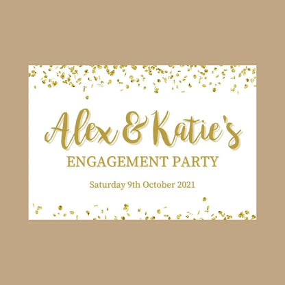 Rectangle Stickers | Gold & White Glitter Effect Party Stickers | Birthday, Baby Shower, Christening, Wedding, Engagement, Hen Party Stickers | Party Bag Stickers