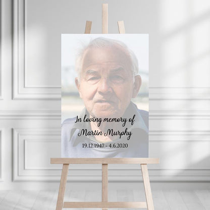 Funeral Service Entrance Board Sign | Personalised Colour Photo Funeral Board | Funeral Wake Sign | A4, A3, A2
