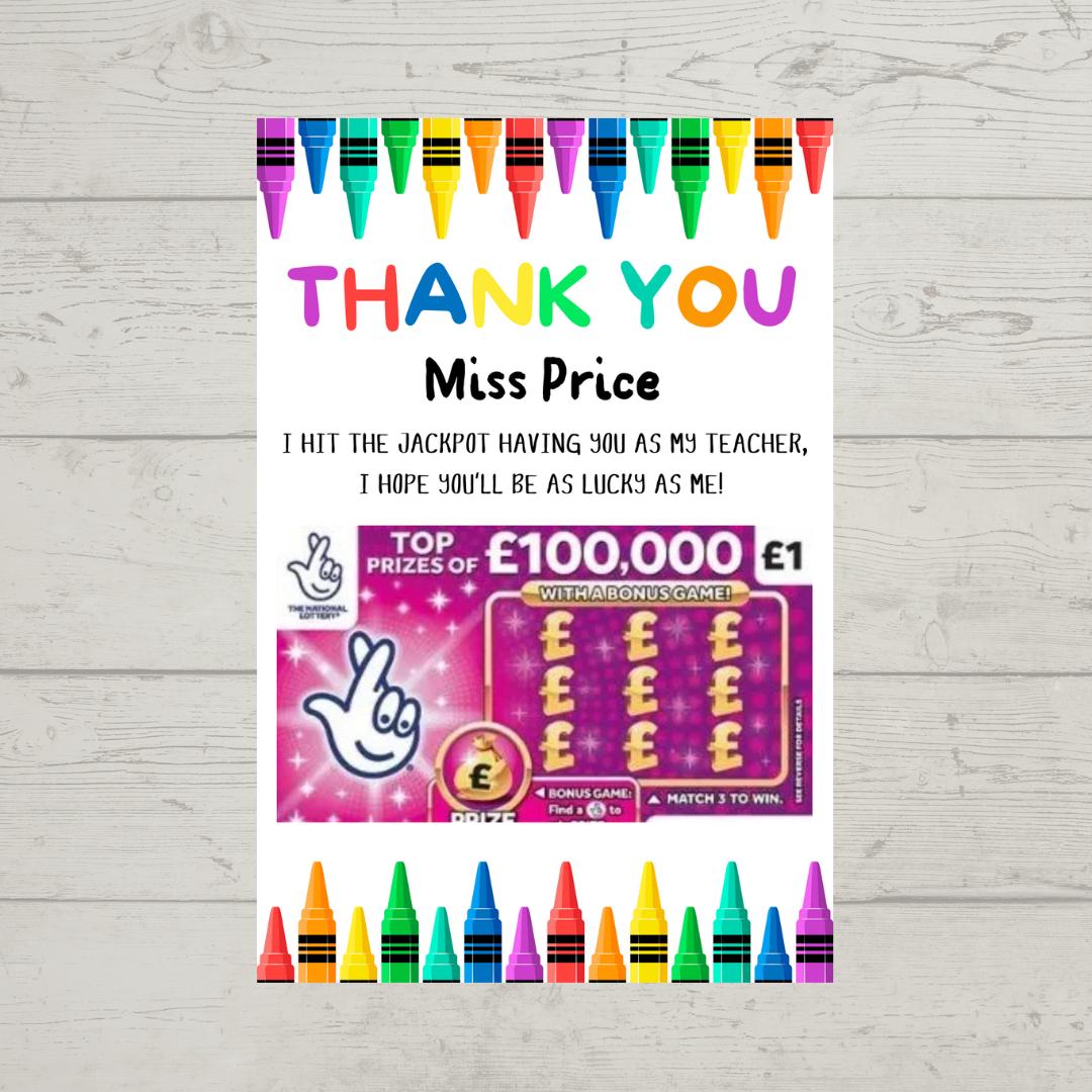 Teacher Gift | Teacher Gift Idea Scratch Card Lottery Ticket | Teacher Gift Idea