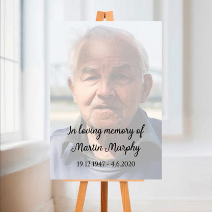 Funeral Service Entrance Board Sign | Personalised Colour Photo Funeral Board | Funeral Wake Sign | A4, A3, A2