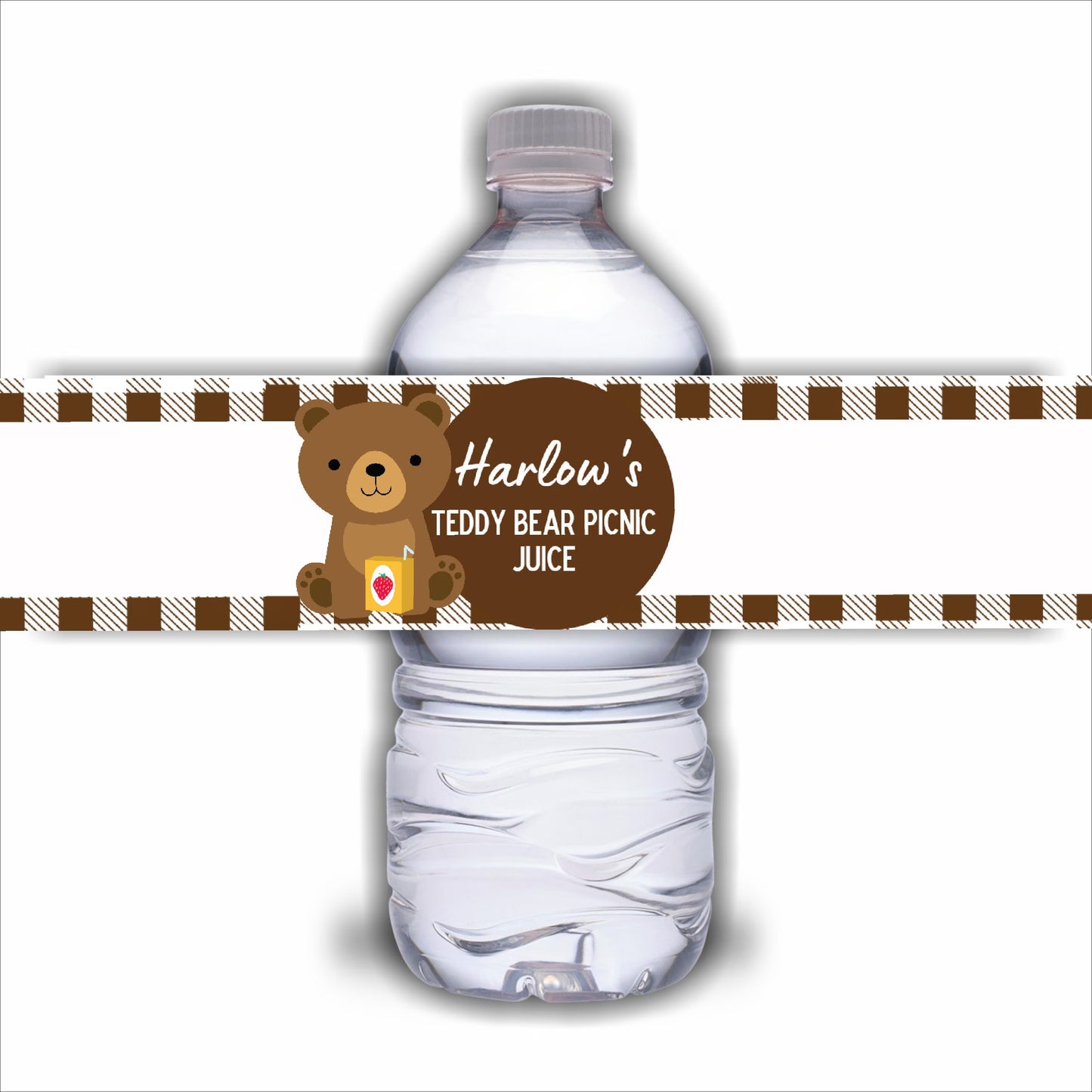 Juice Bottle Labels | Brown Teddy Bear Picnic Labels | Water Bottle Stickers | Teddy Bear Picnic Party | Party Stickers