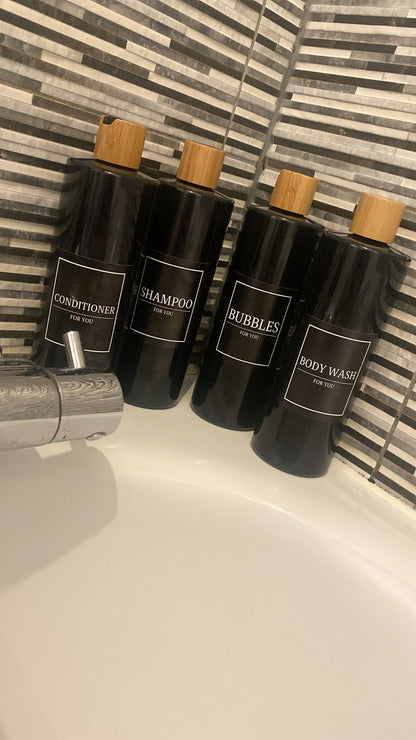 SALE ITEM | Waterproof Bathroom Bottle Labels Set | Bubbles, Shampoo, Conditioner, Body Wash