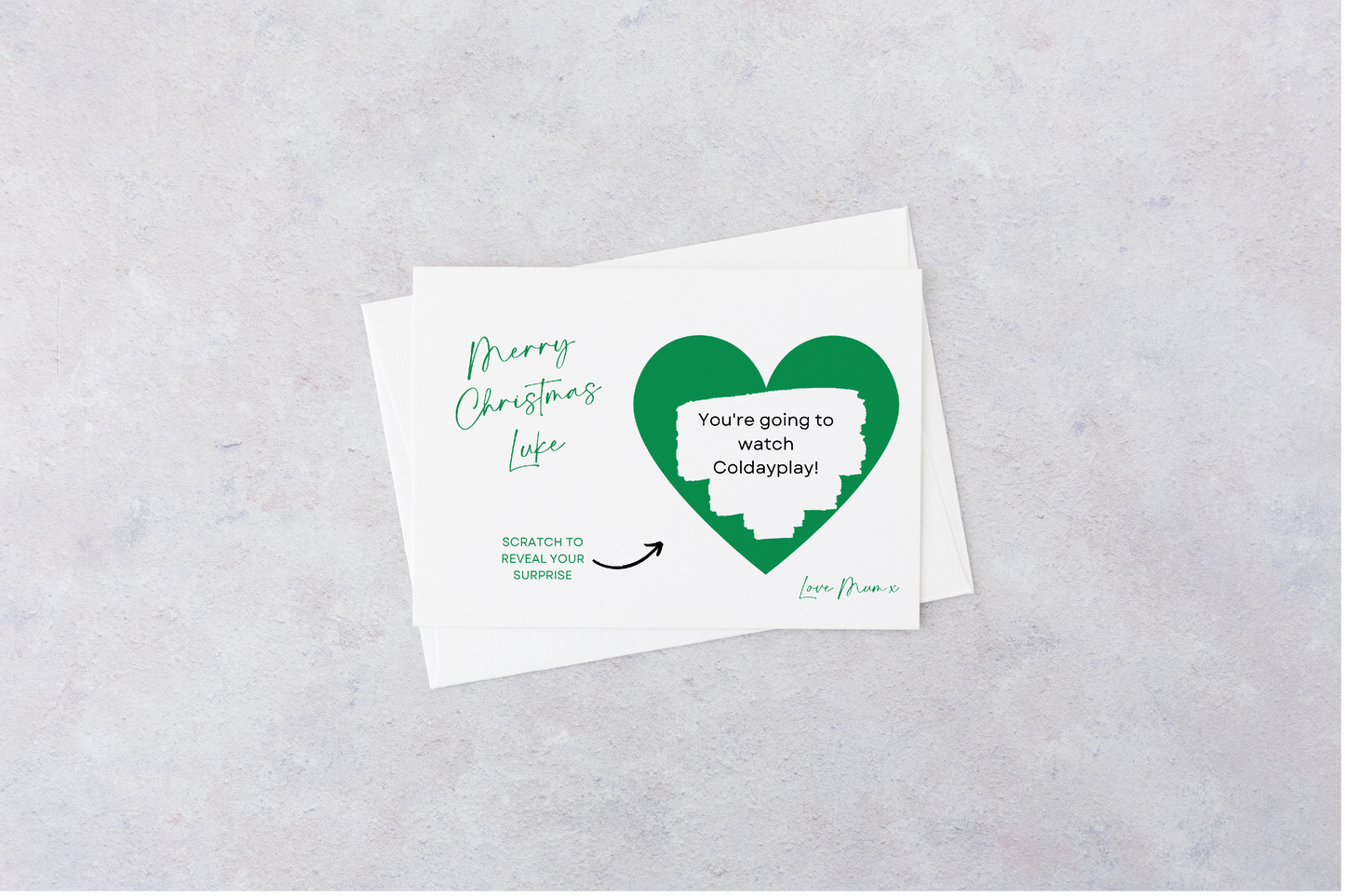 A6 Green Surprise Ticket Print | Personalised Christmas Ticket | Christmas Scratch Reveal | Gift Idea
