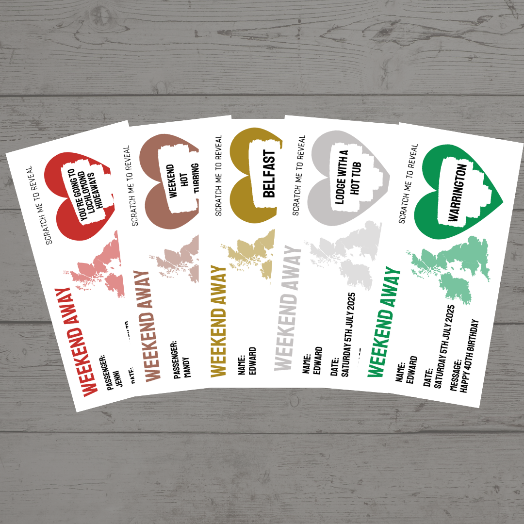 Surprise Ticket Print | Personalised Weekend Away Scratch Reveal Ticket | Staycation UK | Gift Idea