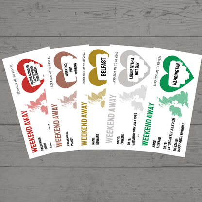 Surprise Ticket Print | Personalised Weekend Away Scratch Reveal Ticket | Staycation UK | Gift Idea