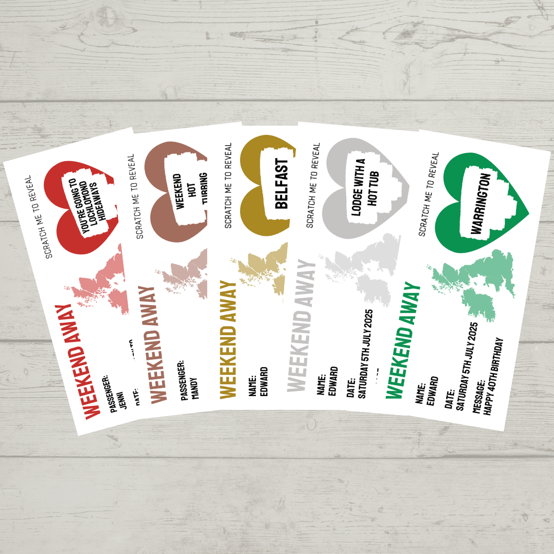 Surprise Ticket Print | Personalised Weekend Away Scratch Reveal Ticket | Staycation UK | Gift Idea
