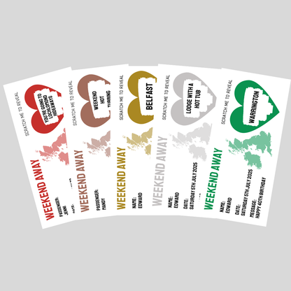 Surprise Ticket Print | Personalised Weekend Away Scratch Reveal Ticket | Staycation UK | Gift Idea