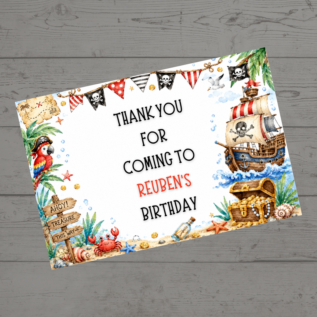 Rectangle Stickers | Pirate Party Stickers | Party Bag Stickers - Dinky Designs