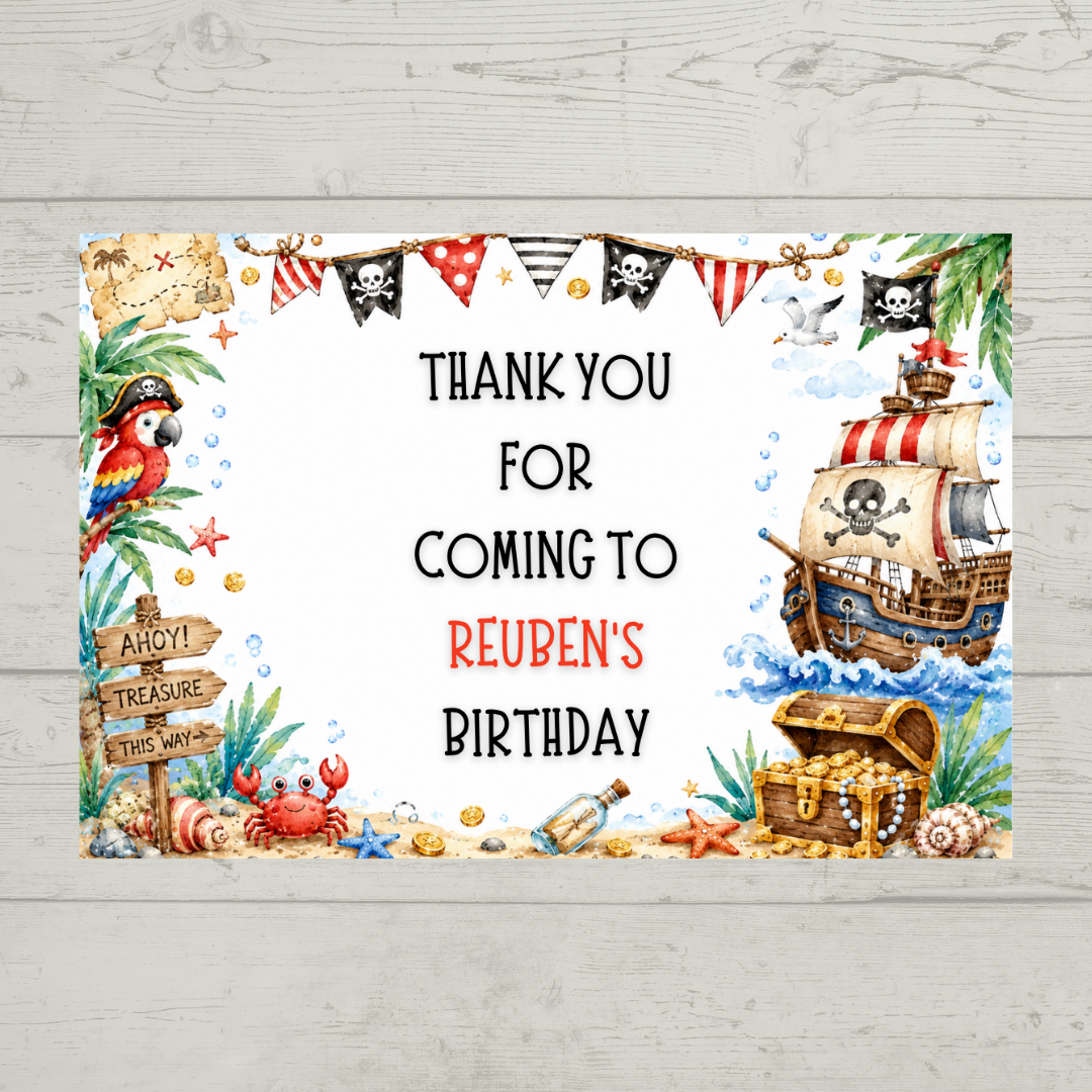 Rectangle Stickers | Pirate Party Stickers | Party Bag Stickers - Dinky Designs