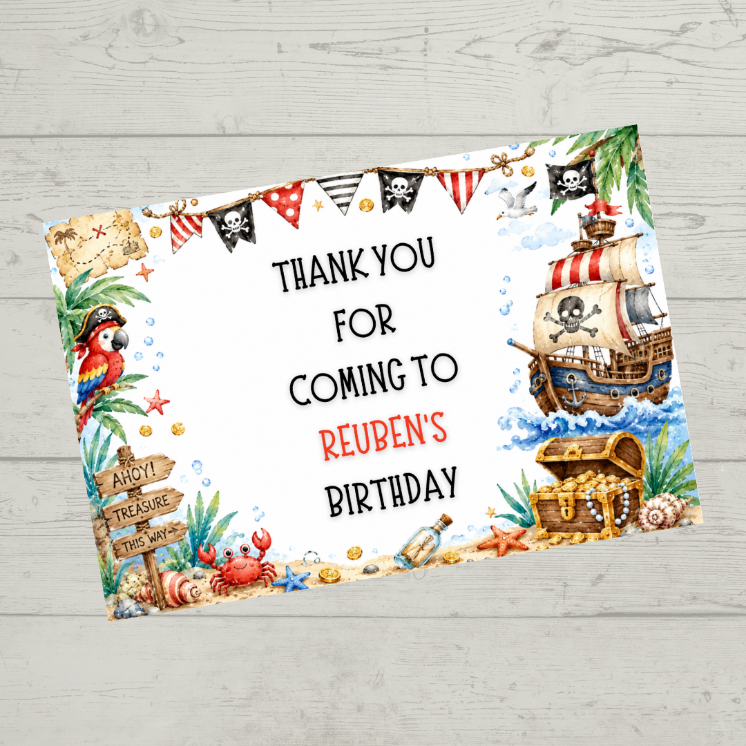 Rectangle Stickers | Pirate Party Stickers | Party Bag Stickers - Dinky Designs