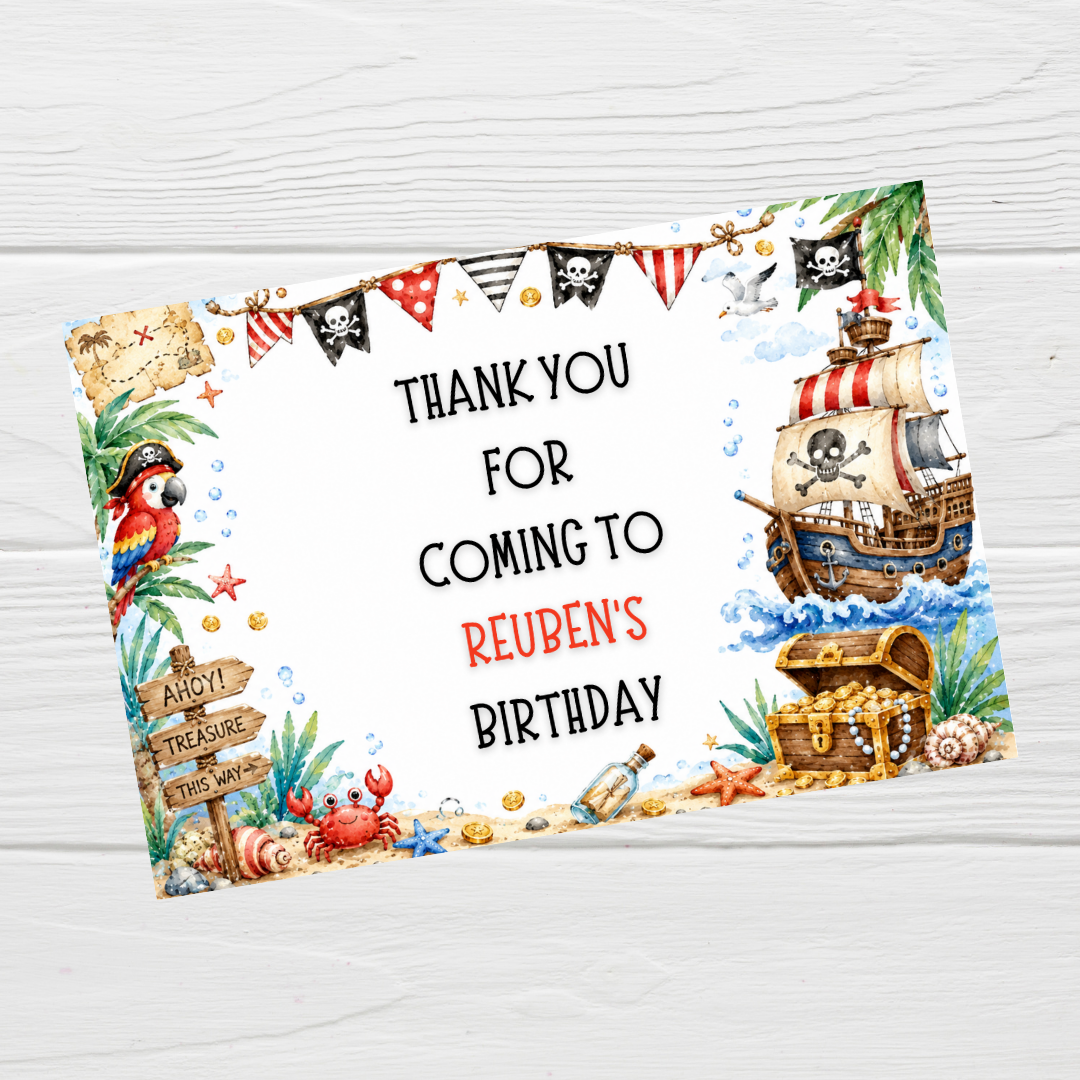 Rectangle Stickers | Pirate Party Stickers | Party Bag Stickers - Dinky Designs