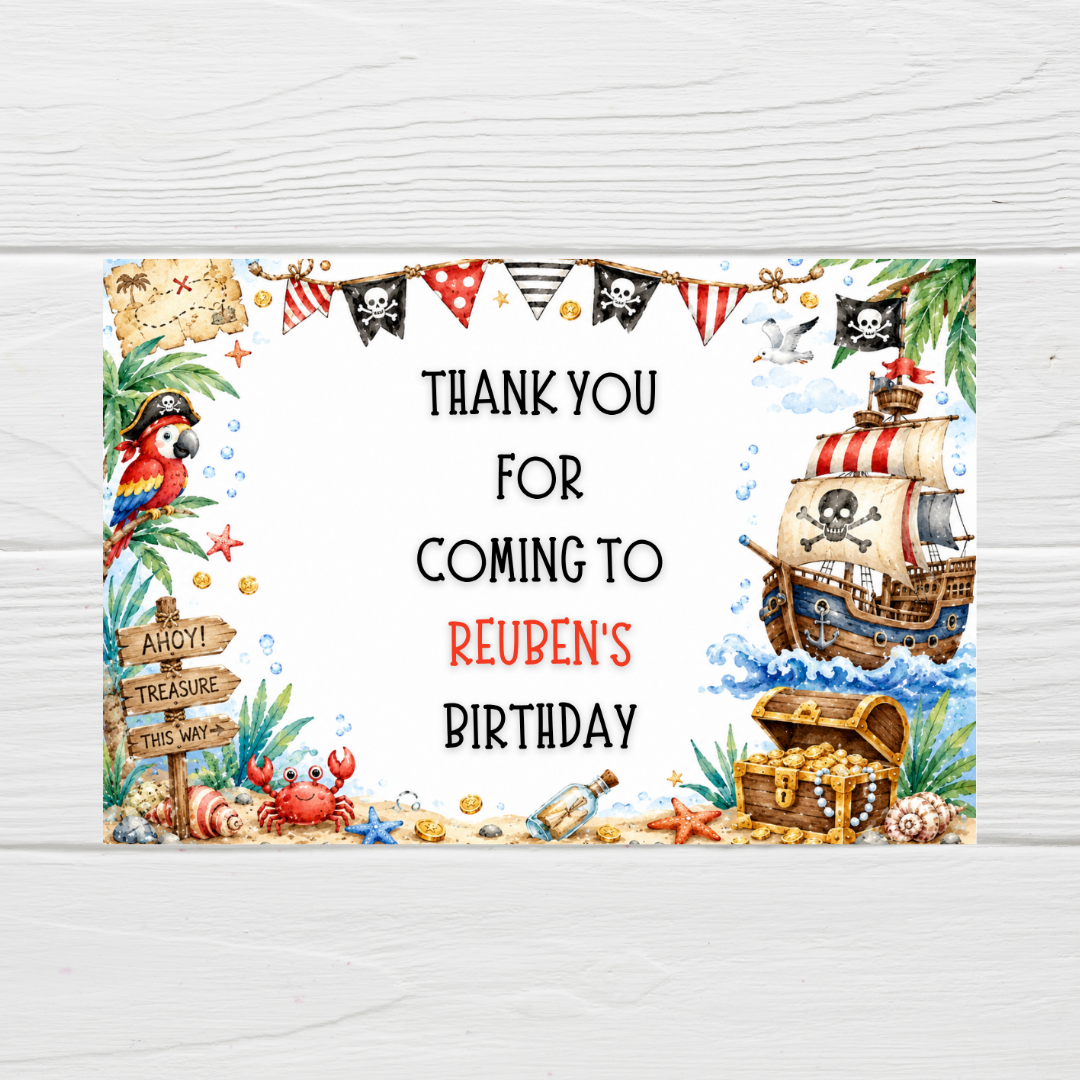 Rectangle Stickers | Pirate Party Stickers | Party Bag Stickers - Dinky Designs