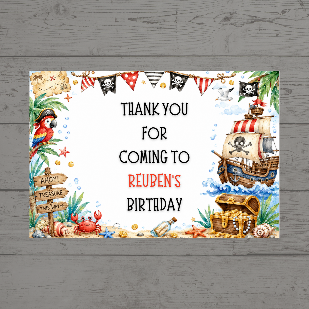 Rectangle Stickers | Pirate Party Stickers | Party Bag Stickers - Dinky Designs