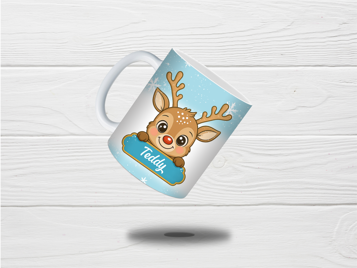 Christmas Mug | Personalised Blue Reindeer Mug | Gift Idea