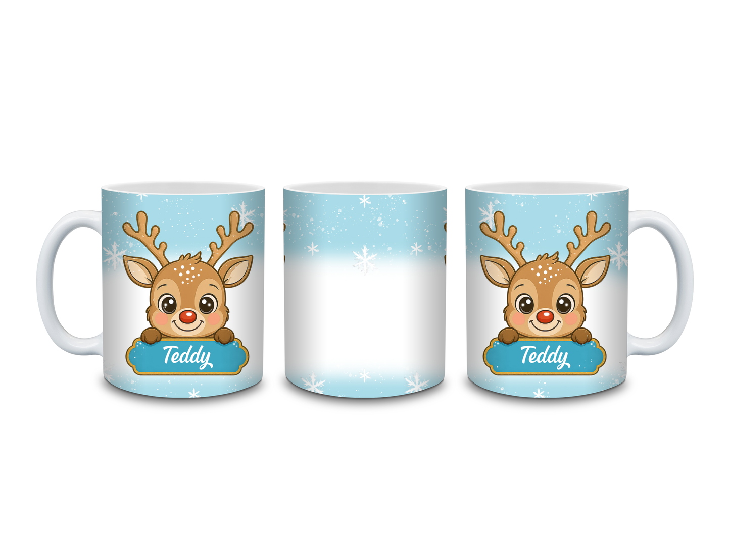 Christmas Mug | Personalised Blue Reindeer Mug | Gift Idea