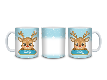 Christmas Mug | Personalised Blue Reindeer Mug | Gift Idea