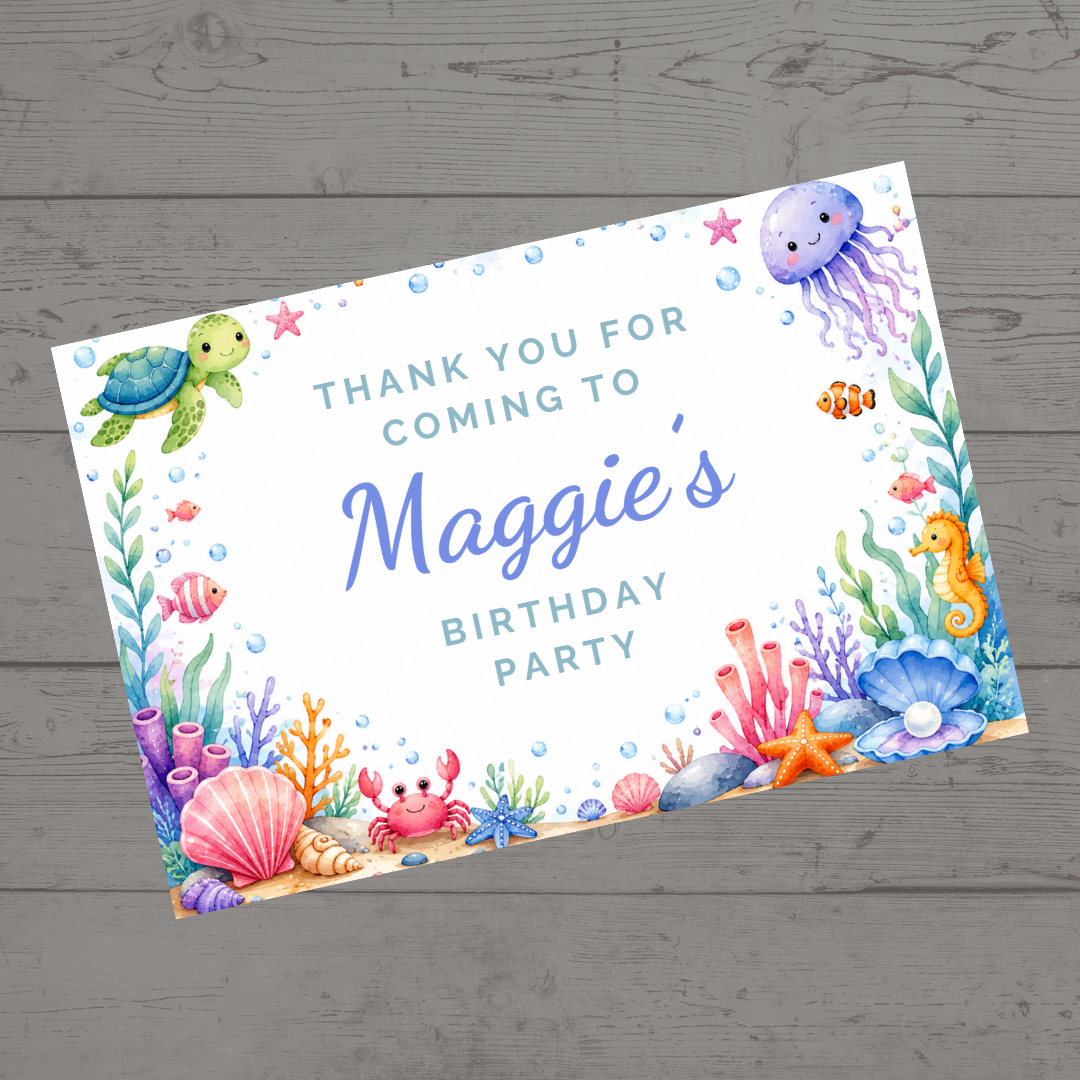 Rectangle Stickers | Under Sea Party Stickers | Party Bag Stickers - Dinky Designs