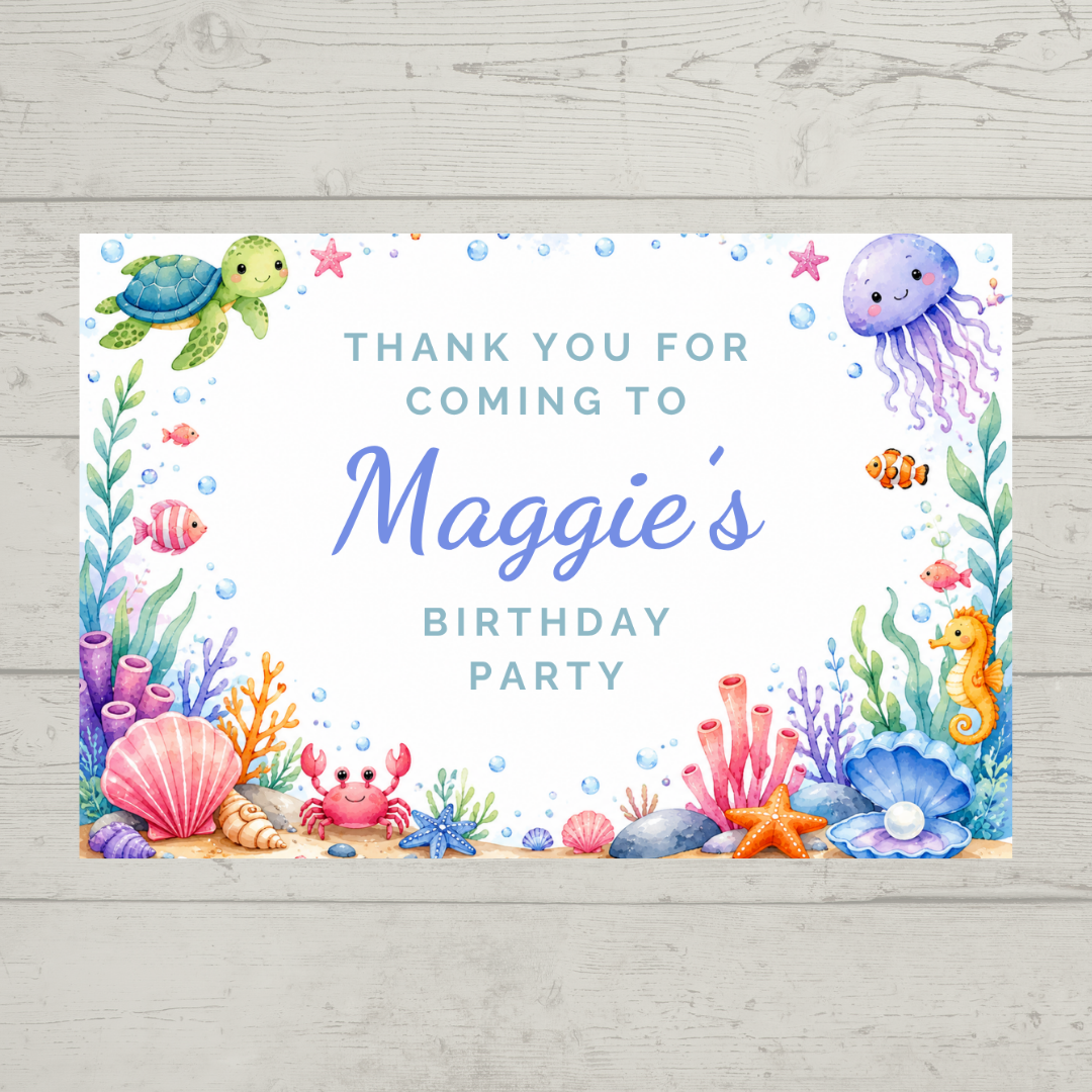Rectangle Stickers | Under Sea Party Stickers | Party Bag Stickers - Dinky Designs