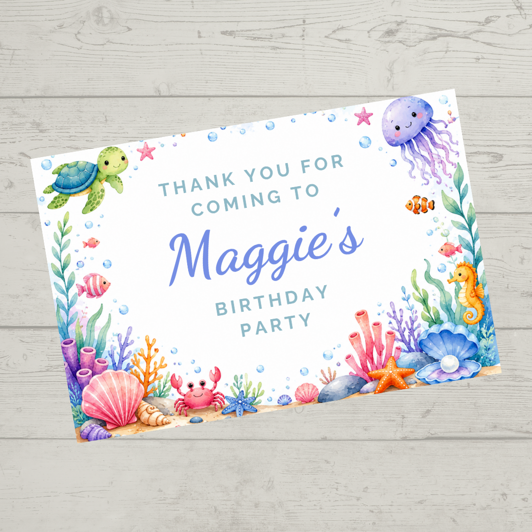 Rectangle Stickers | Under Sea Party Stickers | Party Bag Stickers - Dinky Designs
