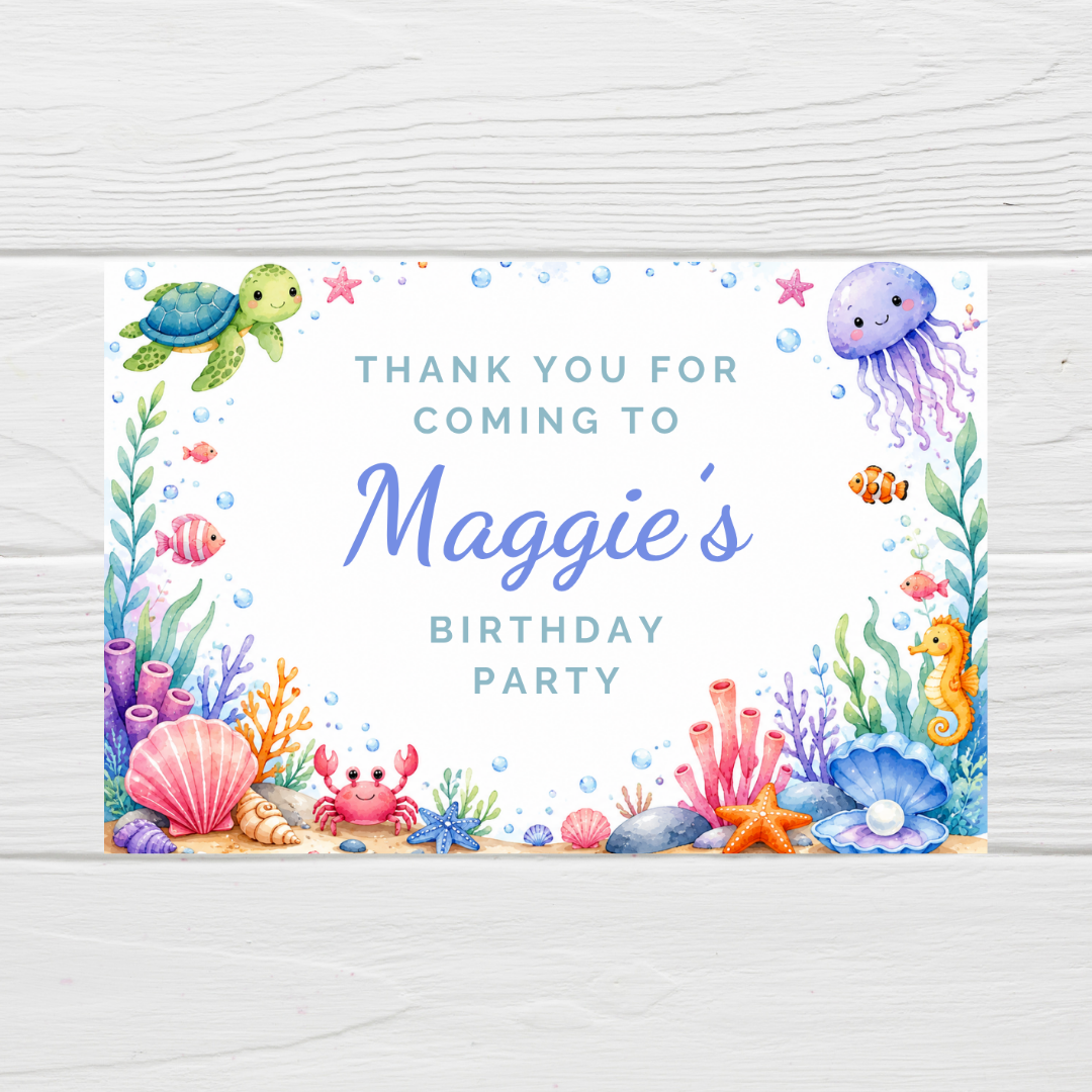 Rectangle Stickers | Under Sea Party Stickers | Party Bag Stickers - Dinky Designs