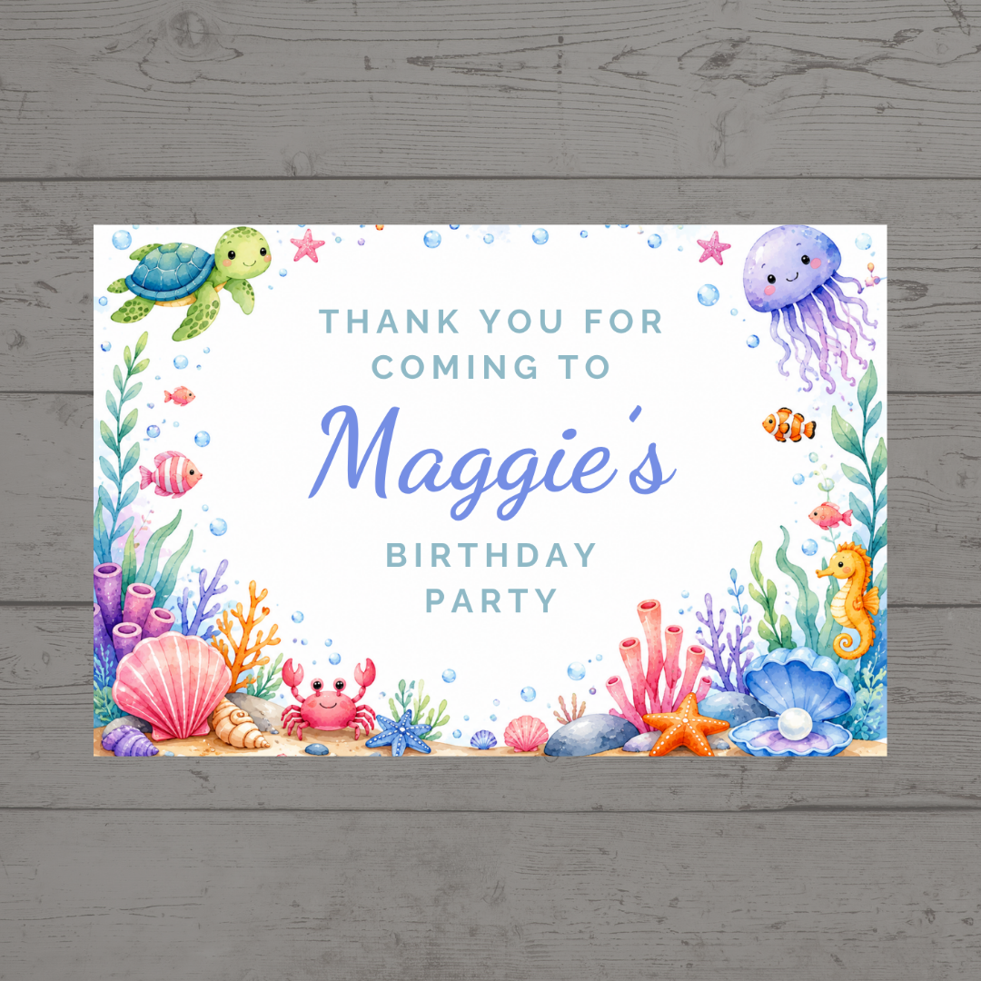 Rectangle Stickers | Under Sea Party Stickers | Party Bag Stickers - Dinky Designs