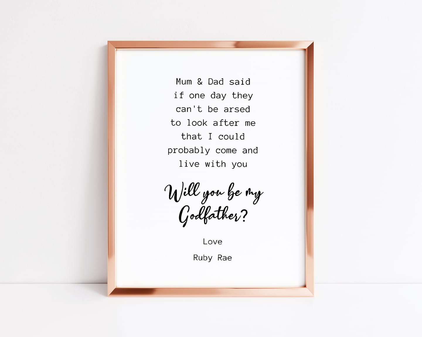 Godparent Print | Will You Be My Godmother/Godfather | Funny Print | Godparent Gift - Dinky Designs