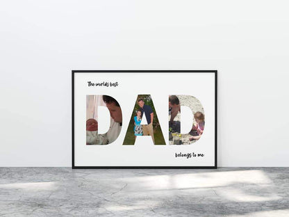Fathers Day Print | Personalised Dad Photo Letters | Father's Day Gift | The Worlds Best Dad Belongs To Me