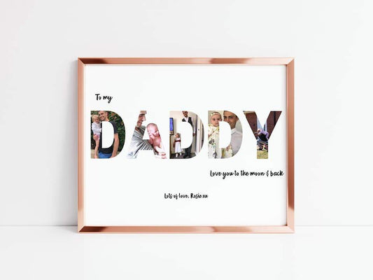 Fathers Day Print | Personalised Photo Letters | Father's Day Gift | Love You To The Moon & Back