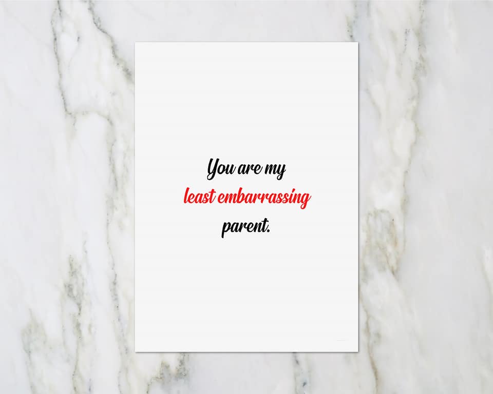 Fathers Day Card | You Are My Least Embarrassing Parent | Funny Card | Joke Card - Dinky Designs