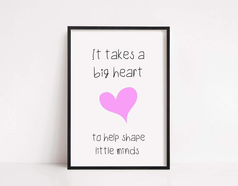 Teacher Print | It Takes A Big Heart To Help Shape Little Minds | Teacher Quote | Teacher Gift - Dinky Designs