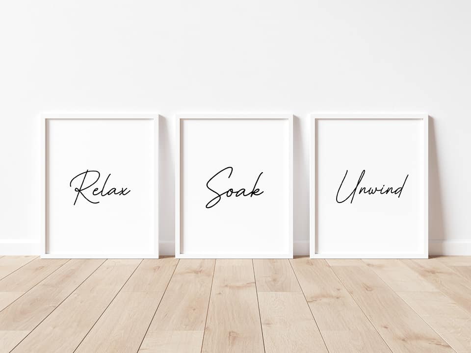 Bathroom Prints | Relax, Soak, Unwind | Set Of 3 Prints - Dinky Designs