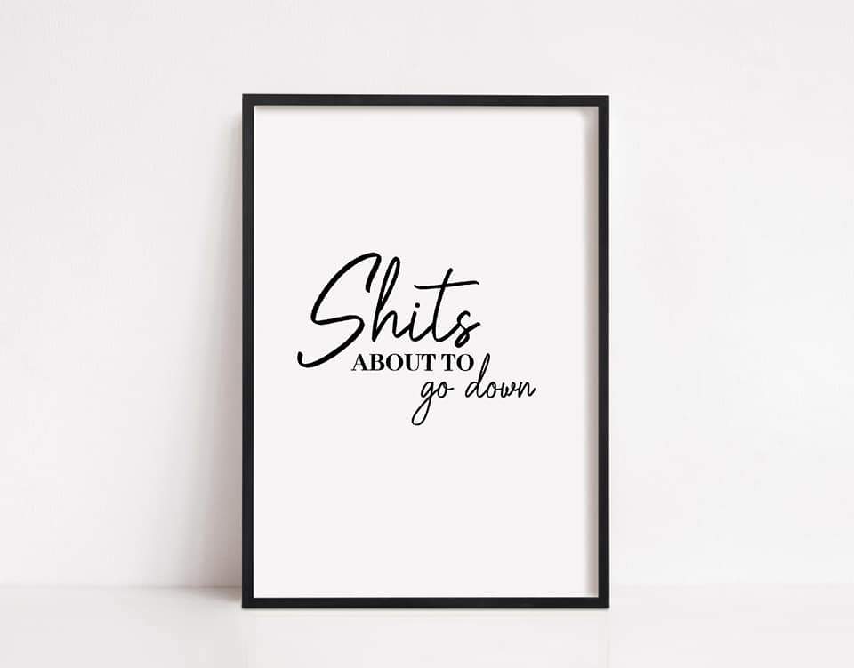 Bathroom Print | Shits About To Go Down | Quote Print | Bathroom Décor - Dinky Designs