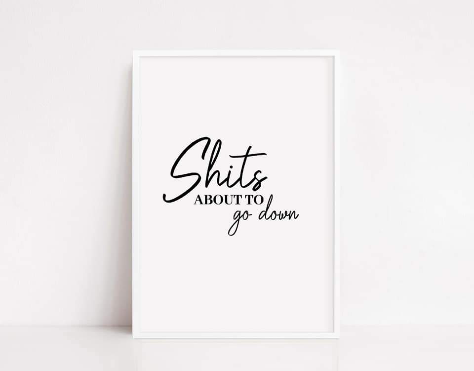 Bathroom Print | Shits About To Go Down | Quote Print | Bathroom Décor - Dinky Designs