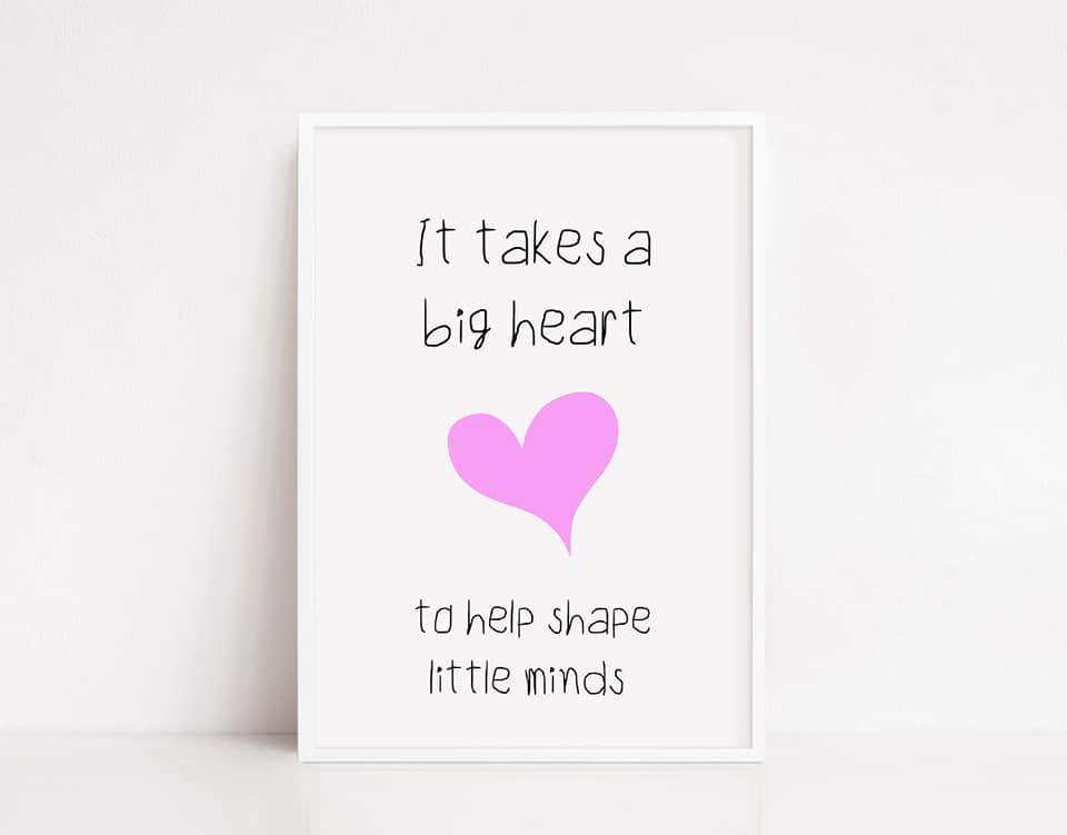 Teacher Print | It Takes A Big Heart To Help Shape Little Minds | Teacher Quote | Teacher Gift - Dinky Designs