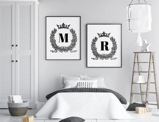 Bedroom Prints | Personalised Initial Crown Design - Dinky Designs