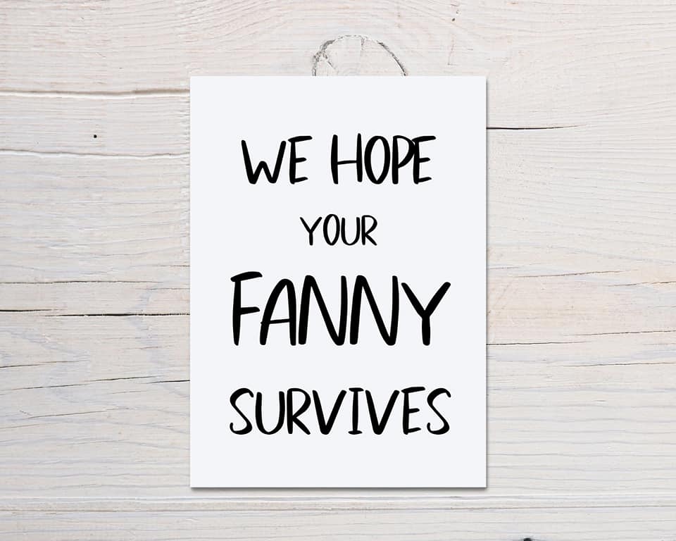 Rude Card | We Hope Your Fanny Survives | Funny Birth Card | New Baby Card | Baby Shower Card - Dinky Designs