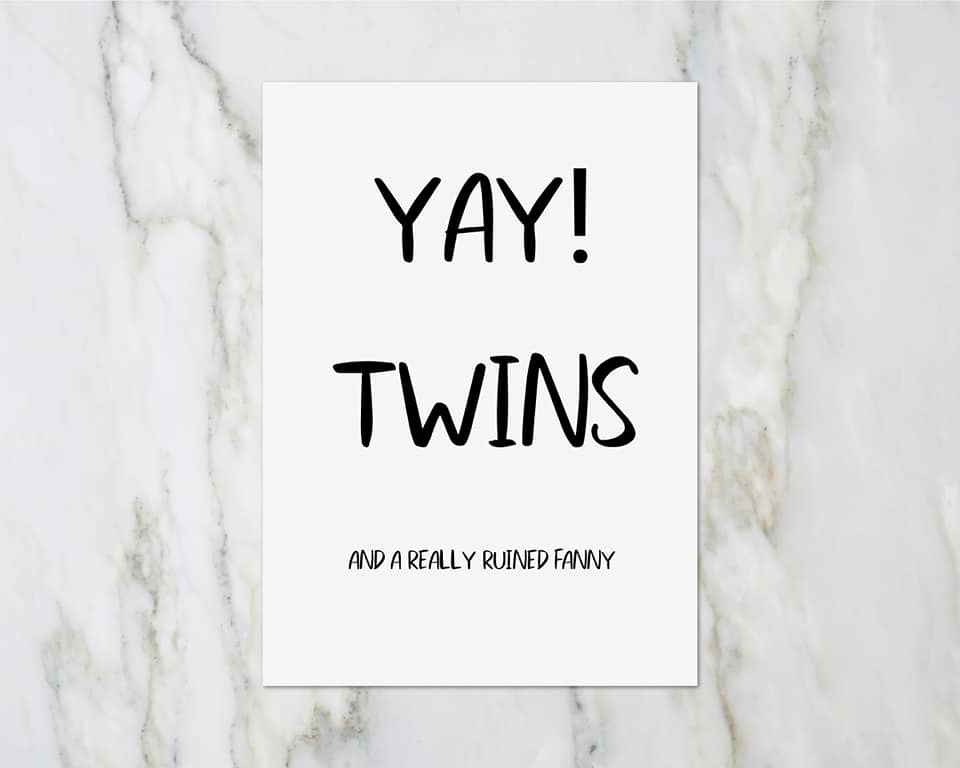 New Baby Card | YAY Twins | Funny Card | Joke Card | Rude Card - Dinky Designs