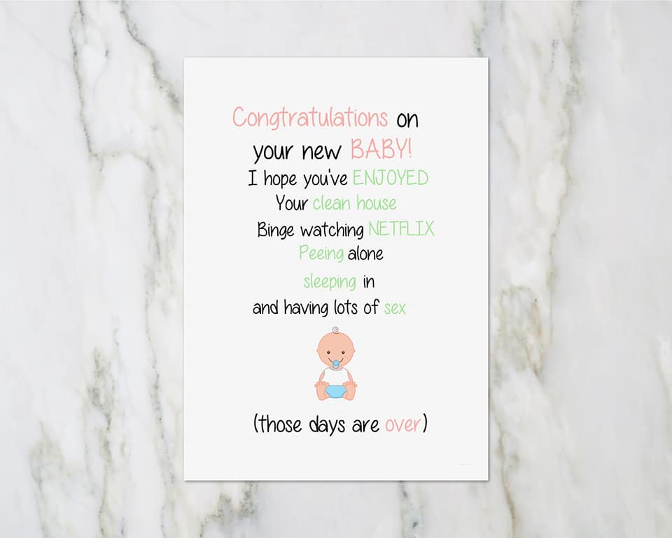 New Baby Card | Congratulations On The New Baby | Funny Card - Dinky Designs