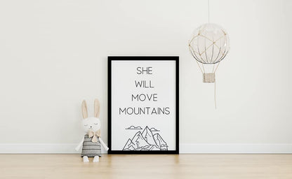 Nursery Print | She Will Move Mountains | Quote Print | Girly Print - Dinky Designs