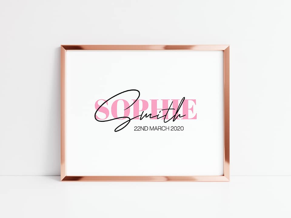 Personalised Name Print | Date Of Birth Print | Name Gift - Dinky Designs