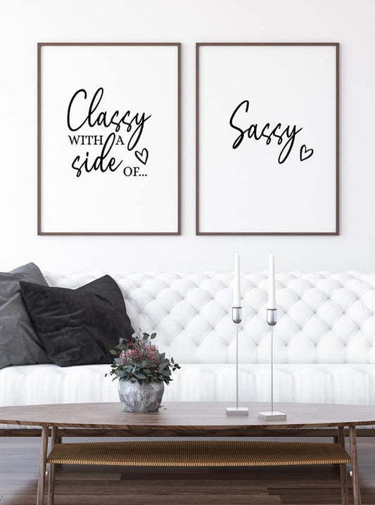 Quote Prints | Classy  With A Side Of Sassy | Set Of 2 Prints - Dinky Designs