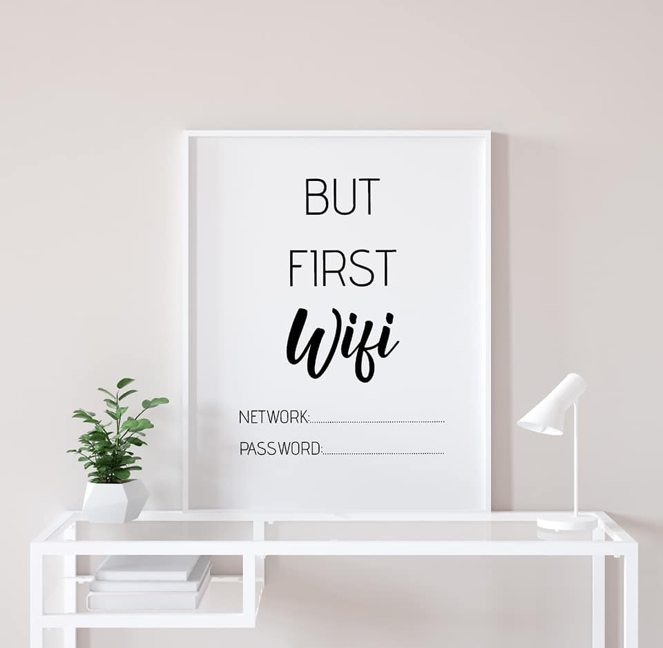 Home Print | But First Wifi | Quote Print | WIFI Print | House Print - Dinky Designs