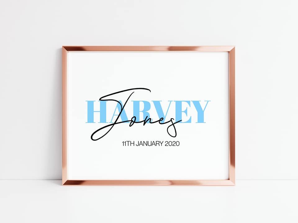 Personalised Name Print | Date Of Birth Print | Name Gift - Dinky Designs