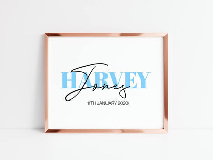 Personalised Name Print | Date Of Birth Print | Name Gift - Dinky Designs