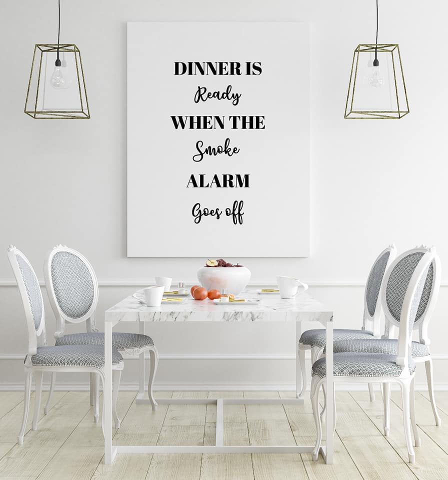Kitchen Print | Dinner Is Ready When The Smoke Alarm Goes Off | Funny Kitchen Print - Dinky Designs