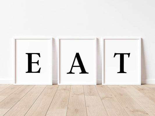 Kitchen Print | E A T Set Of Prints | Quote Print - Dinky Designs