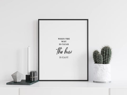 Quote Print | When The Why Is Clear, The How Is Easy | Positive Print | Motivational Print - Dinky Designs