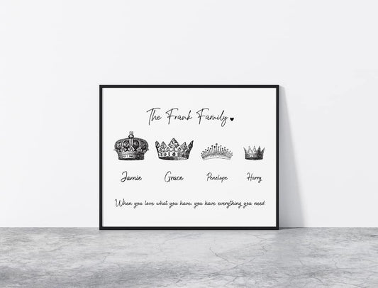 Family Print | Personalised Crown Design | Family Gift | Personalised Gift - Dinky Designs